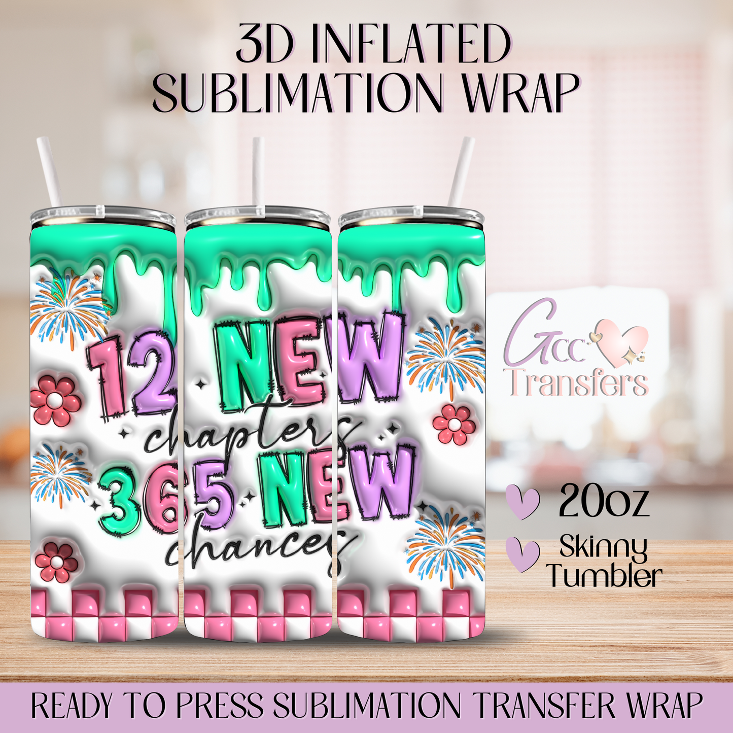 12 New Chapters 365 New Chances - 20oz 3D Inflated Sublimation Wrap