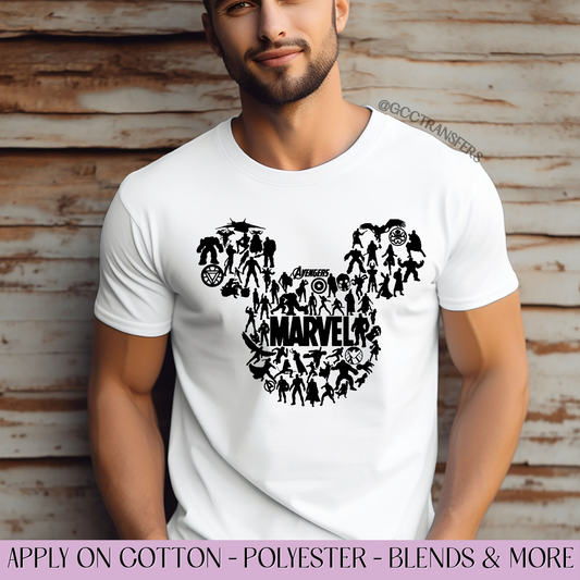 Black Mice Head - Full Color DTF Transfer