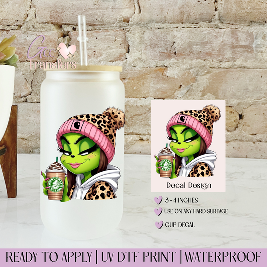 Girl Boujee Iced Coffee Leopard - Decal UVDTF