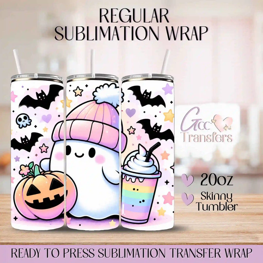 Cute Ghost Bougie Coffee Colorful - 20oz Regular Sublimation Wrap
