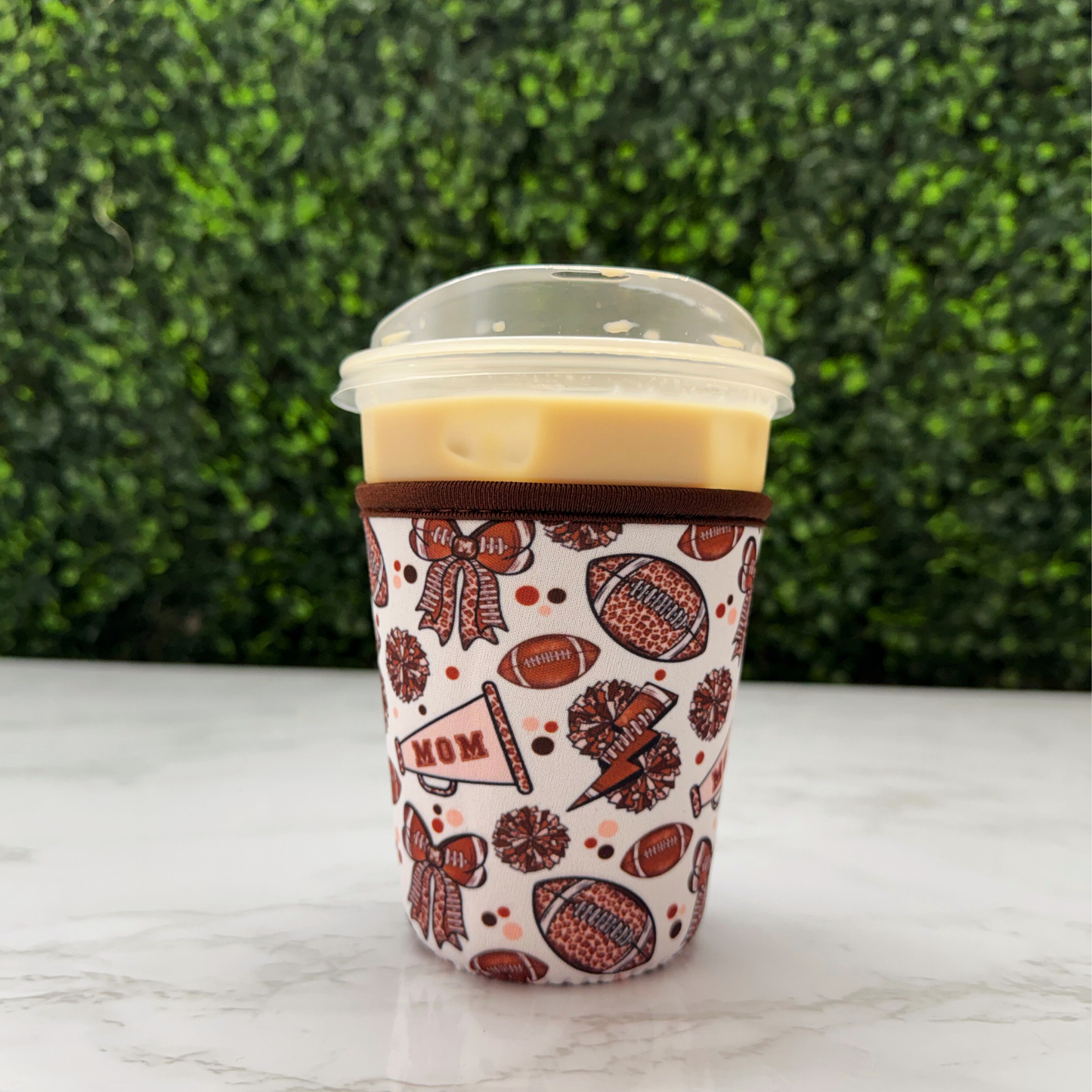 Cute Leopard Football Pom Pom Mom - Cup Sleeve