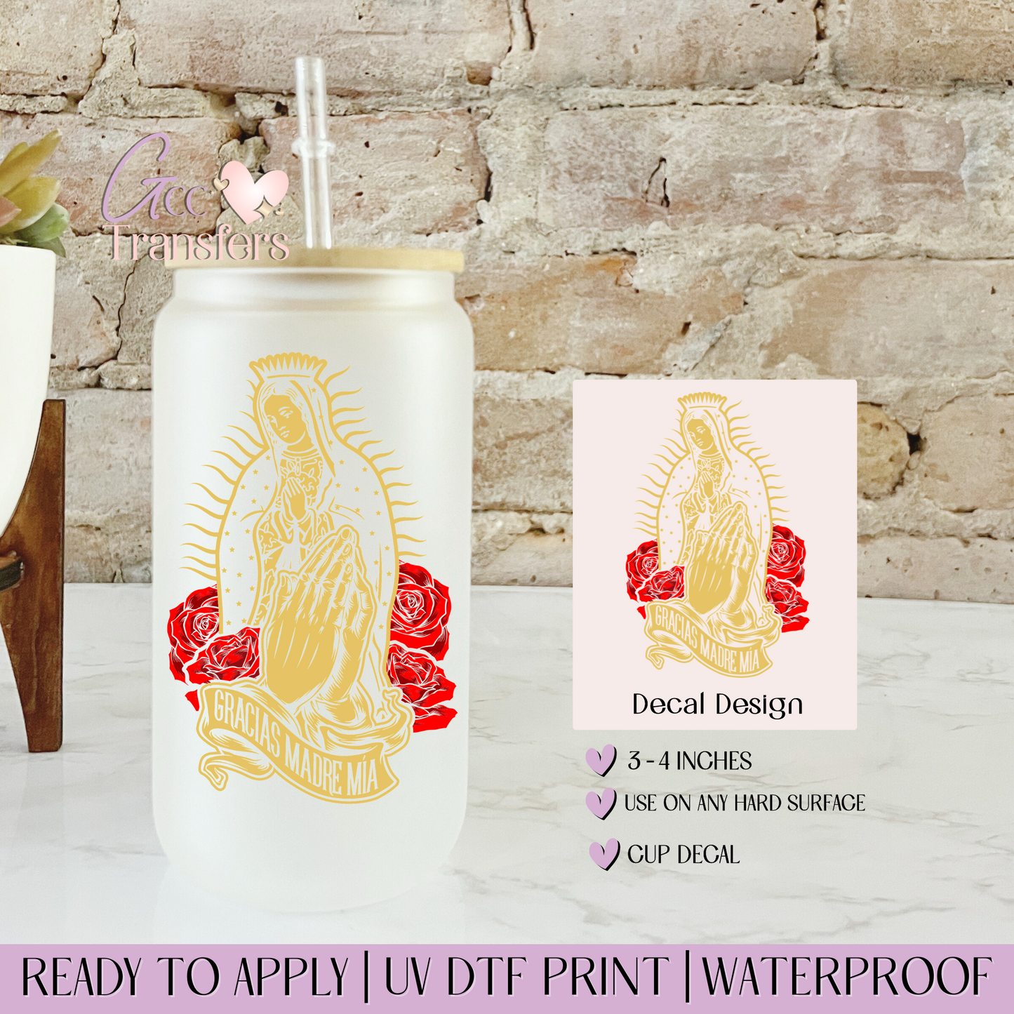 Virgen de Guadalupe Madre Mia - Decal UVDTF