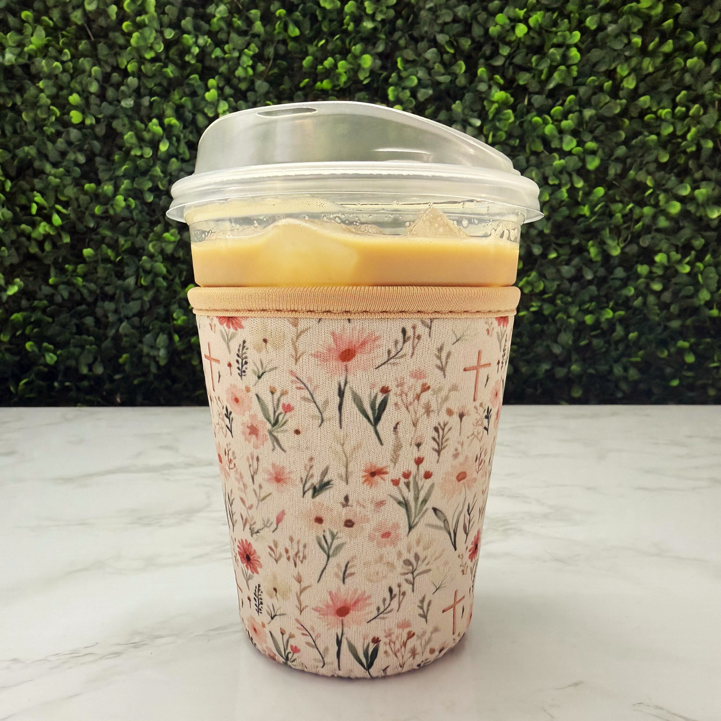 Floral Christian Cross - Cup Sleeve