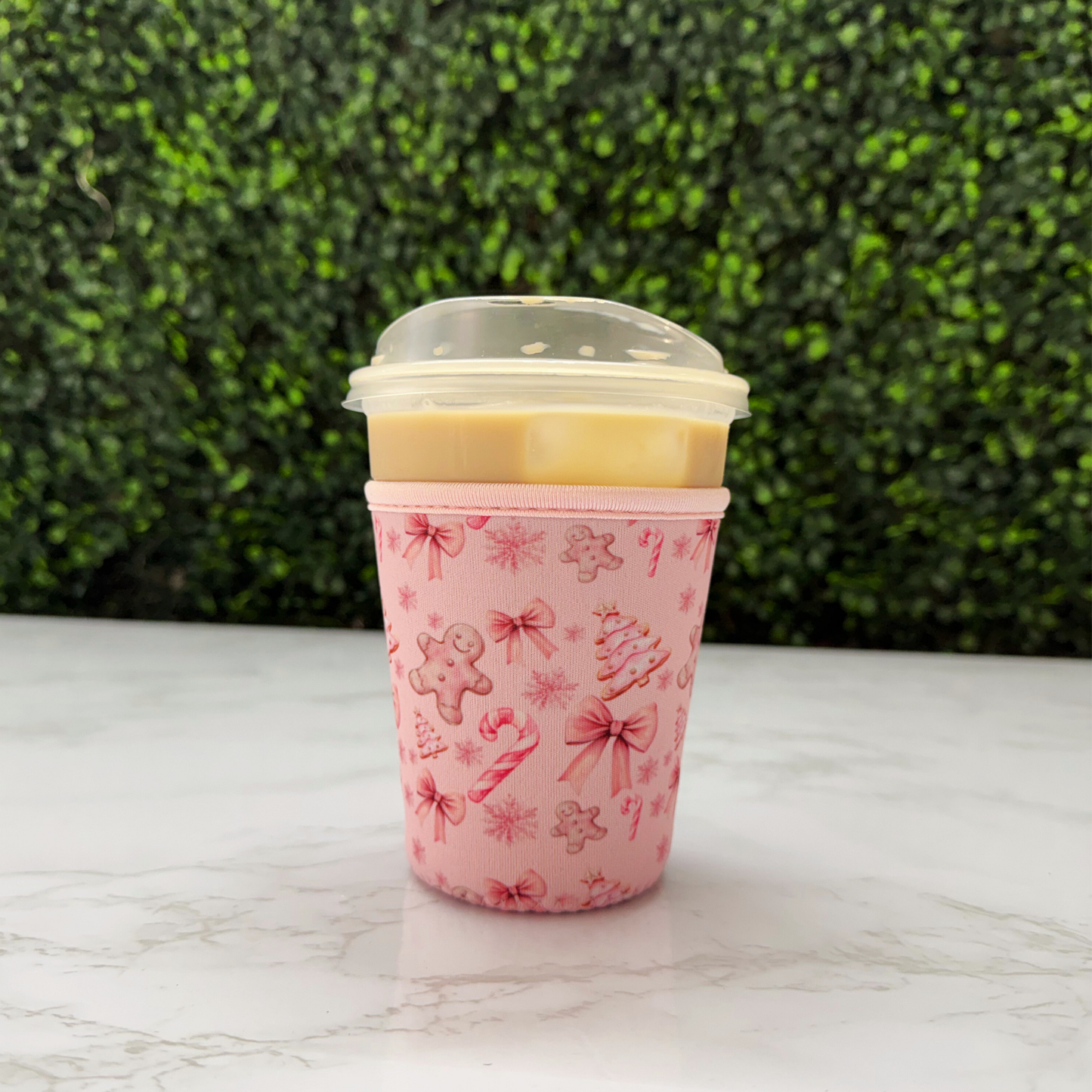 Pink Ginger Cookie Bow Candy Cane - Cup Sleeve