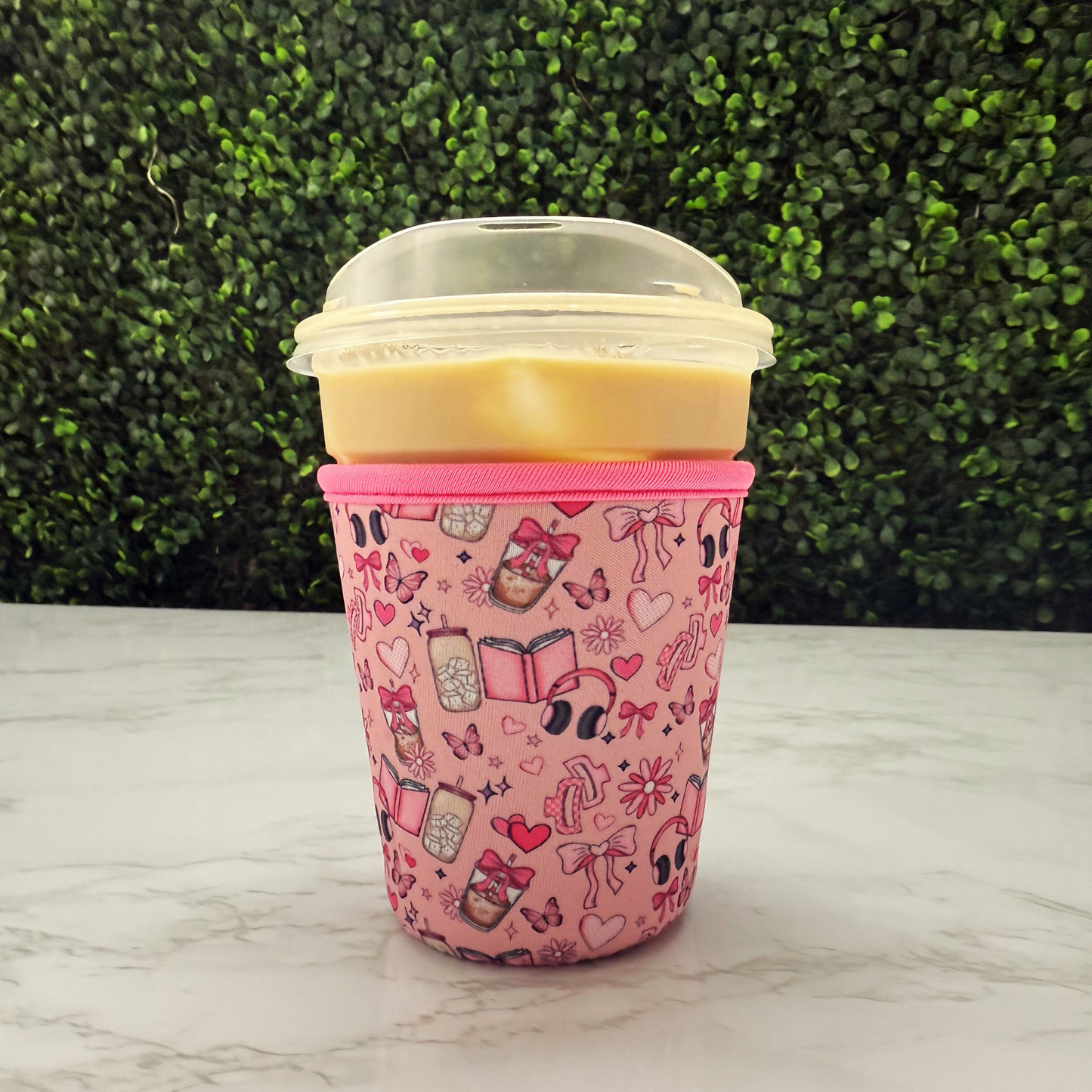Girly Bookish Iced Coffee Coquette - Cup Sleeve