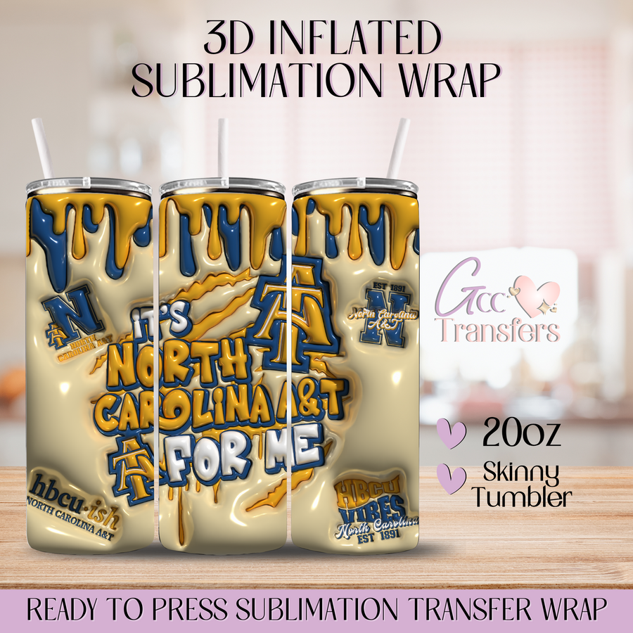 NC A&T Aggies Football Team- 20oz 3D Inflated Sublimation Wrap