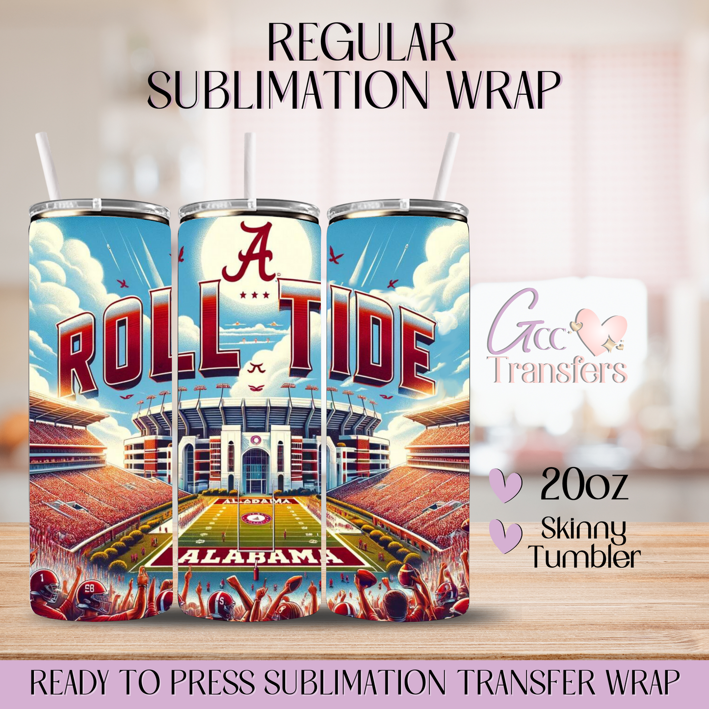 Alabama Roll Tide Football Team - 20oz Regular Sublimation Wrap