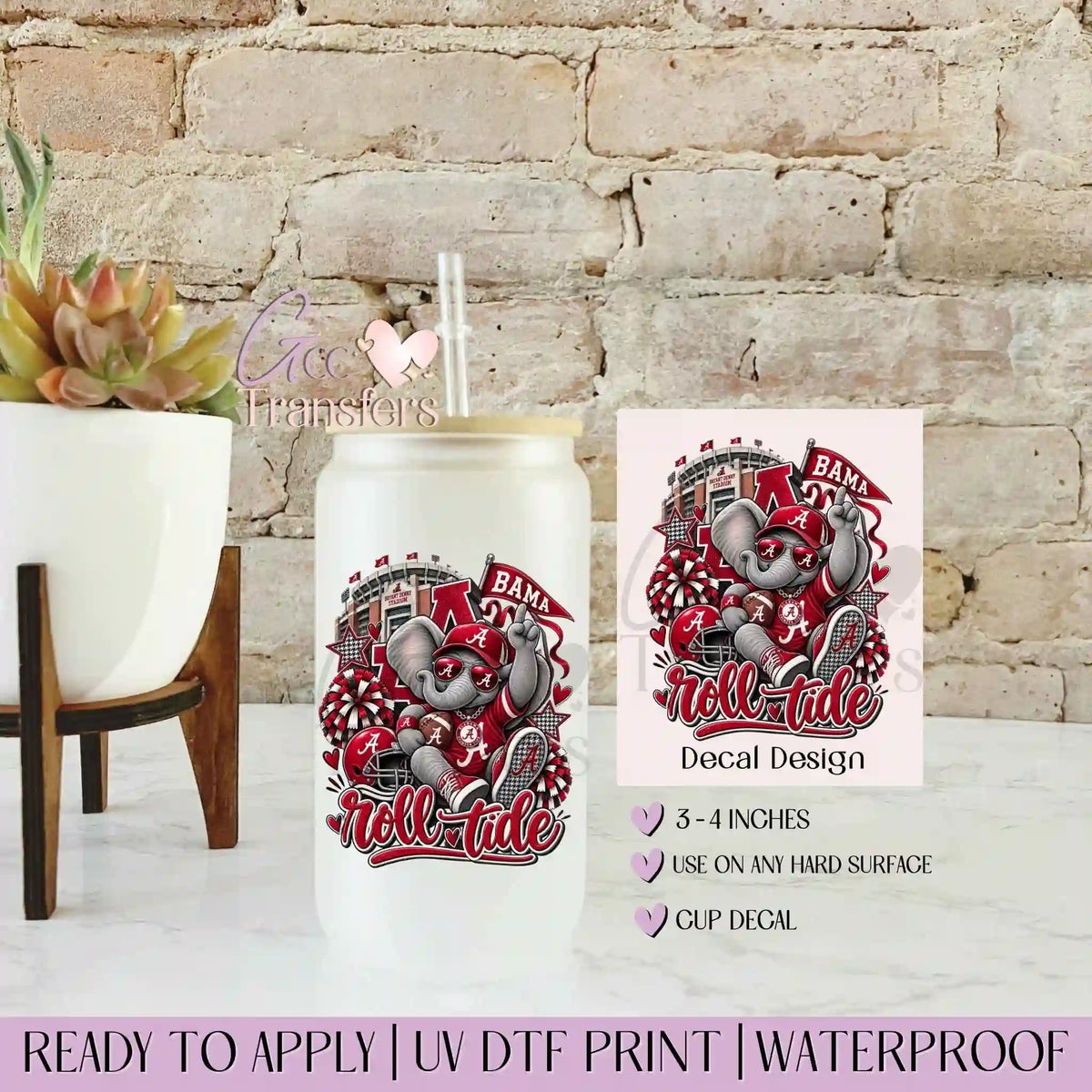 Alabama Roll Tide Mascot Football - Decal UVDTF