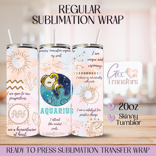 Aquarius Zodiac Sign Affirmations - 20oz Regular Sublimation Wrap