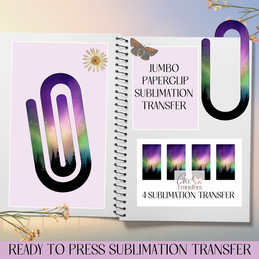 Aurora Borealis Christmas - Jumbo Paperclip Sublimation Transfer