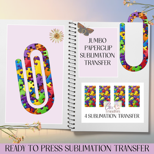 Autism Awareness Puzzles - Jumbo Paperclip Sublimation Transfer
