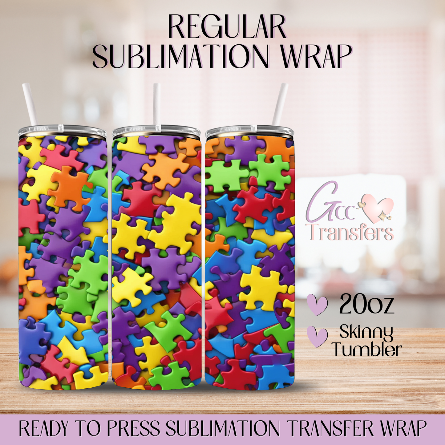 Autism Awareness Puzzles - 20oz Regular Sublimation Wrap
