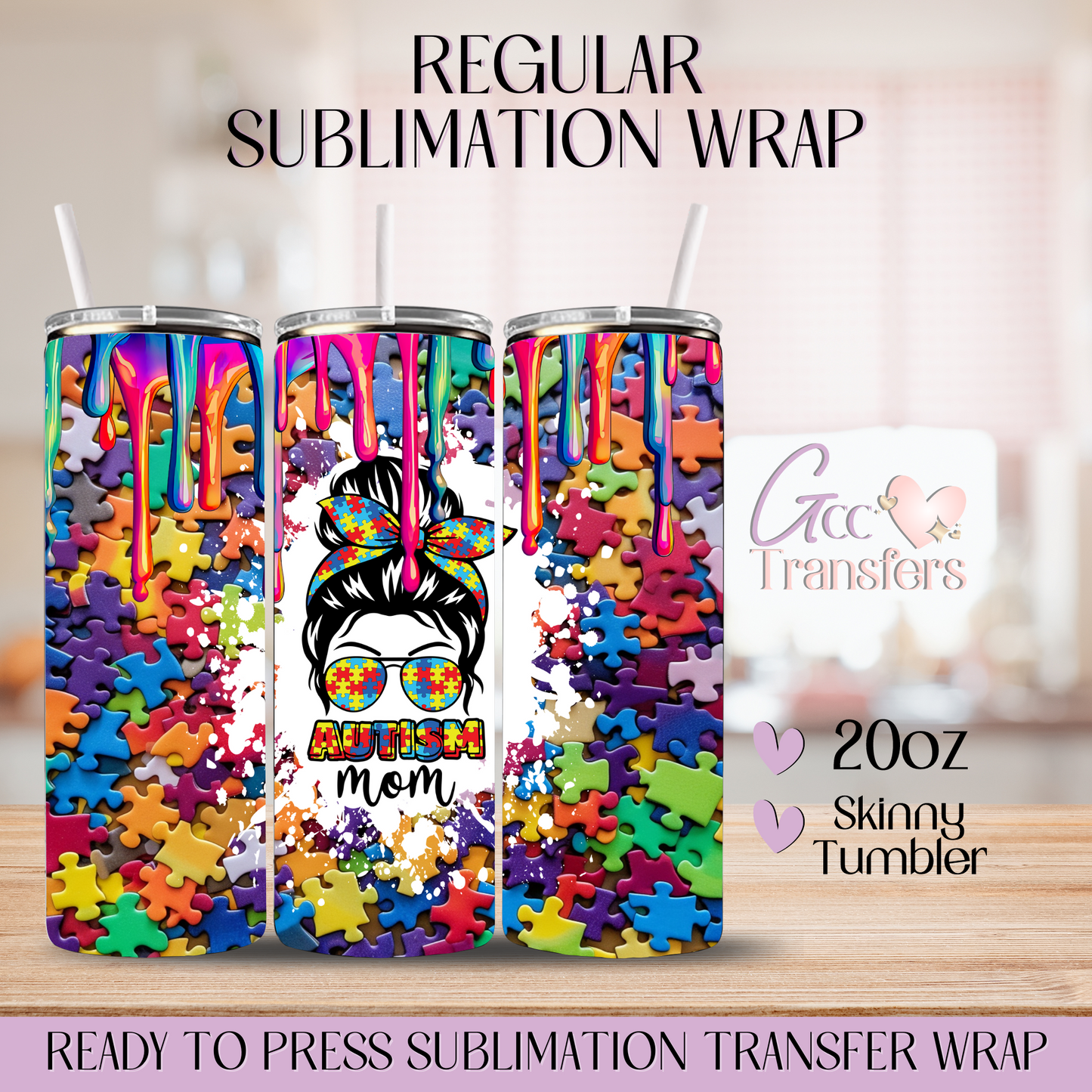 Autism Mom Puzzle - 20oz Regular Sublimation Wrap