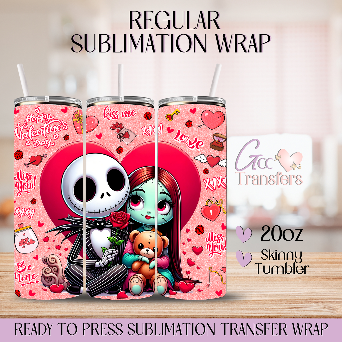 Baby Character Horror Valentine Hugging - 20oz Regular Sublimation Wrap