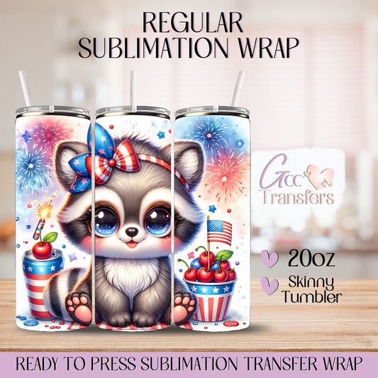 Baby Raccoon 4th of July - 20oz Regular Sublimation Wrap