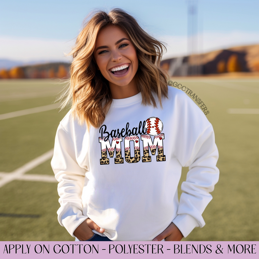 Baseball Mom Leopard - Full Color DTF Transfer