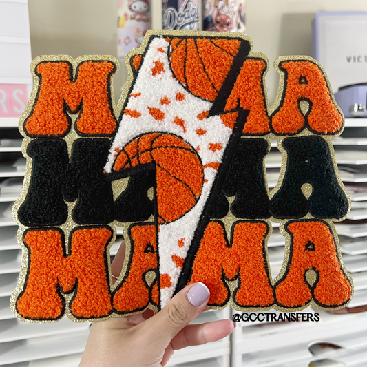 Basketball Mama Lighting Bolt Chenille Patch