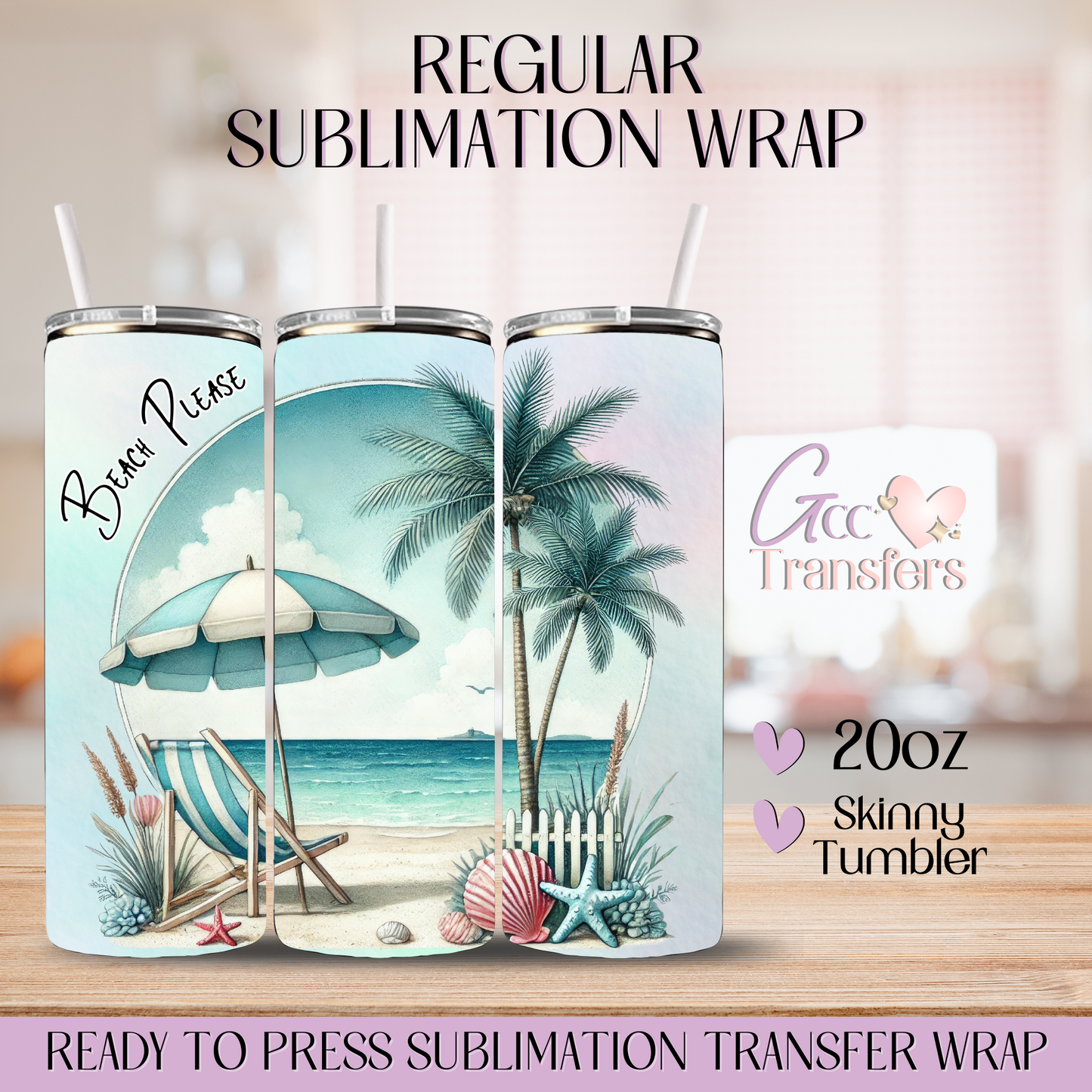 Beach Please Summer - 20oz Regular Sublimation Wrap