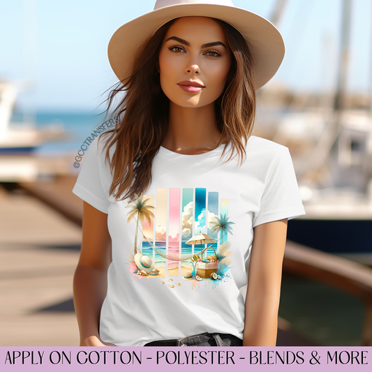 Beach Summer Sunset Waves - Full Color DTF Transfer