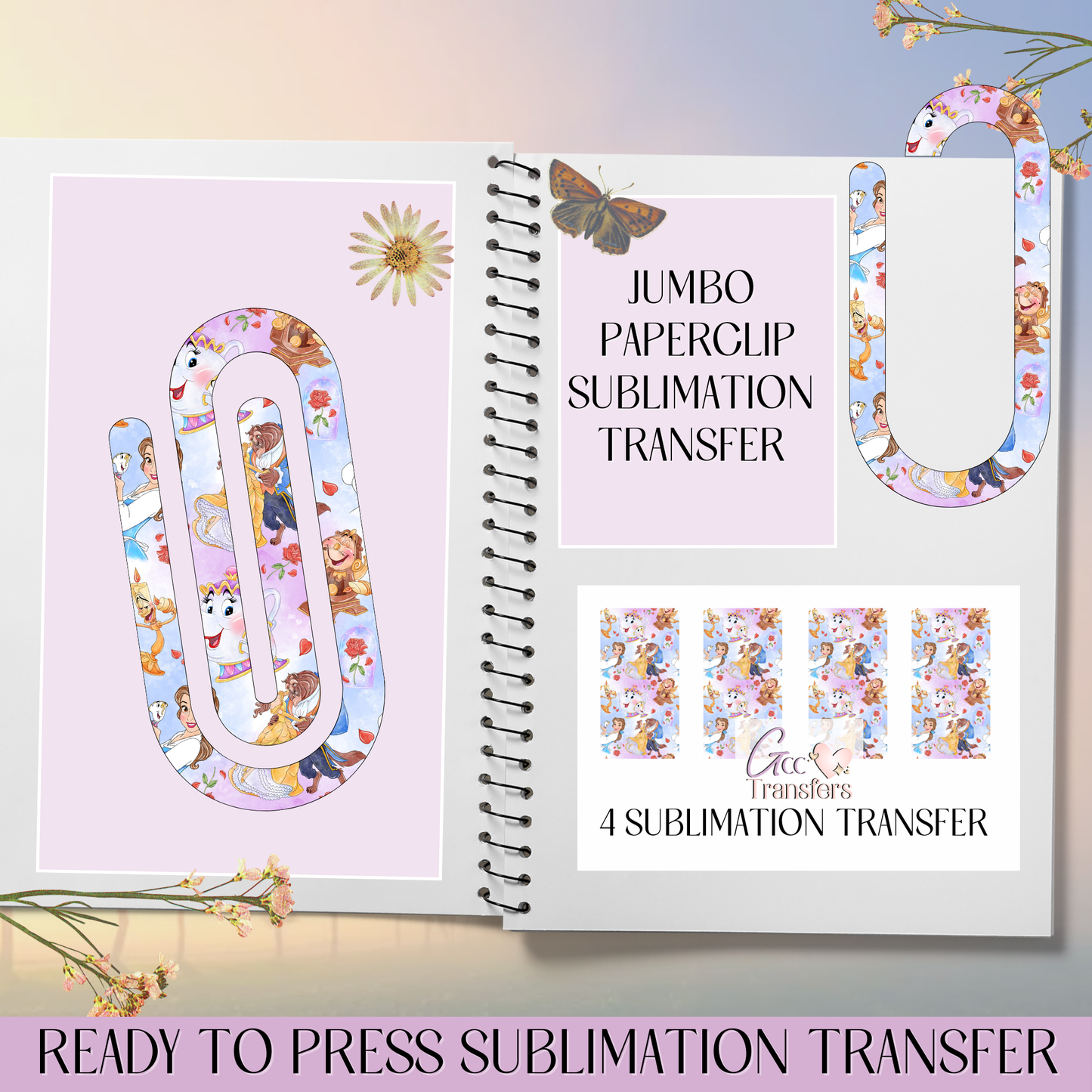 Yellow Duchess & Beast - Jumbo Paperclip Sublimation Transfer