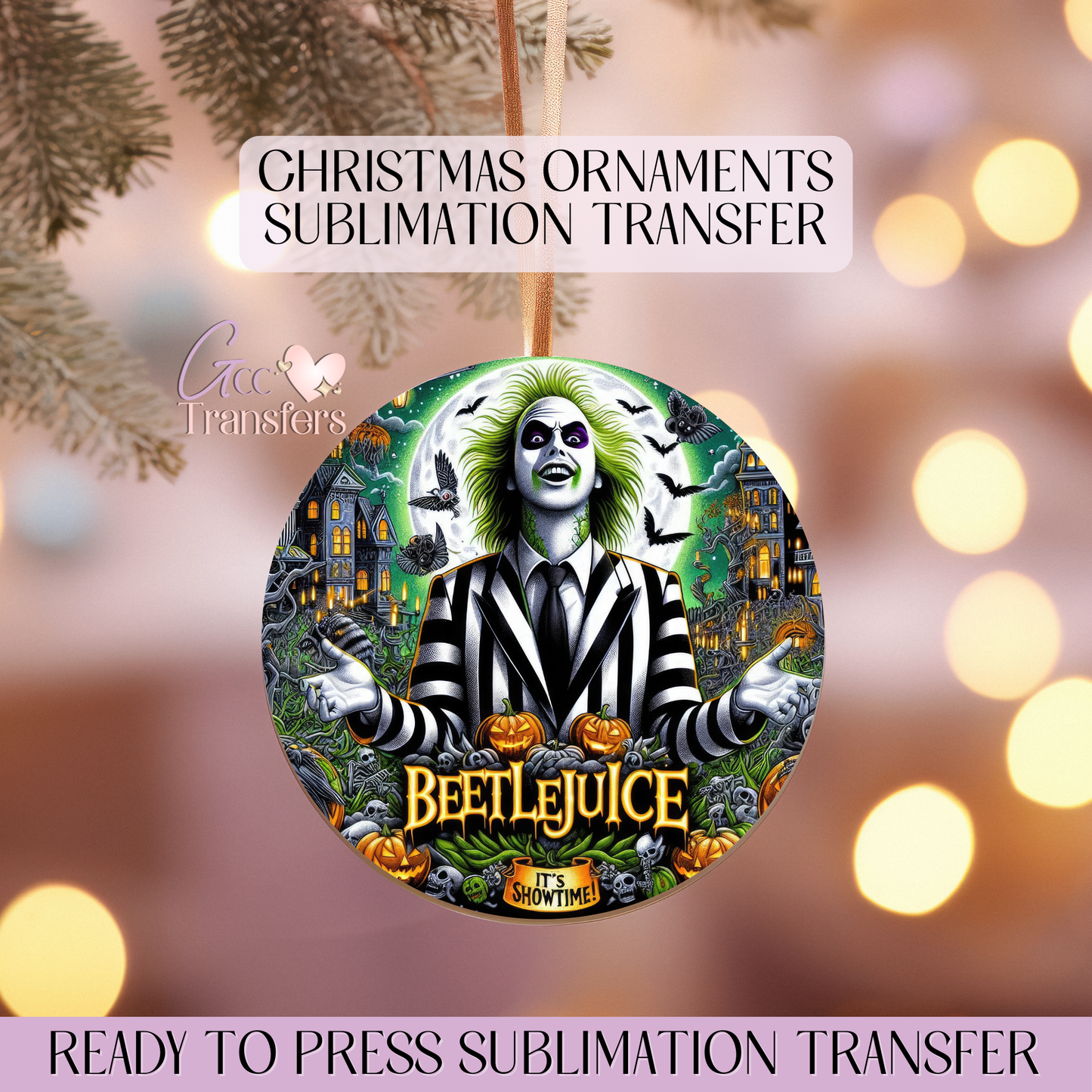 It's Show Time Horror - 3" Ornament Sublimation Transfer