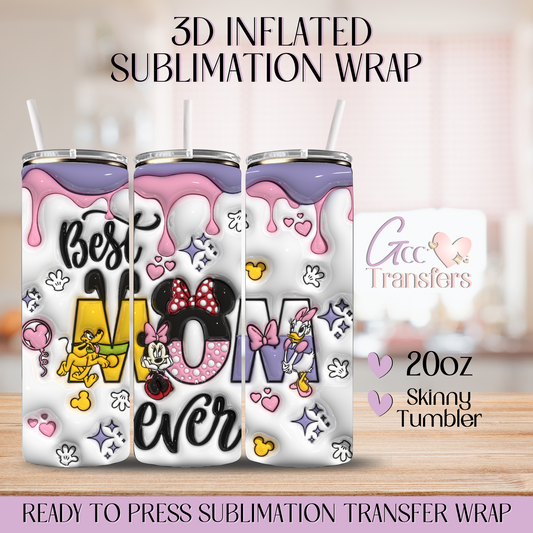 Best Mom Ever Mice Bow - 20oz 3D Inflated Sublimation Wrap