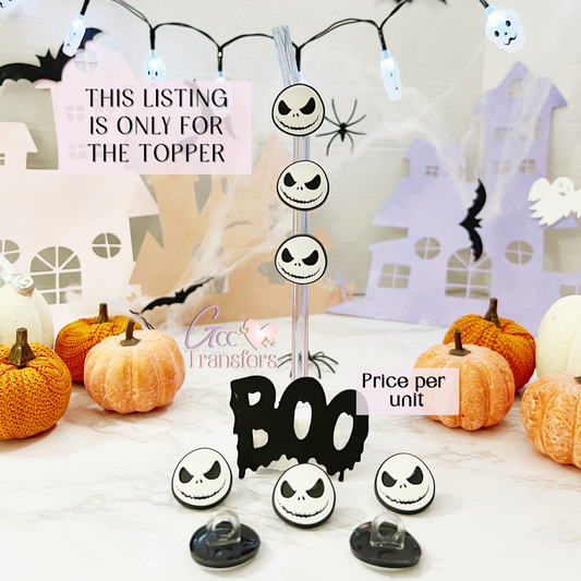 Haunted Face Black ( (RTS) Straw Topper