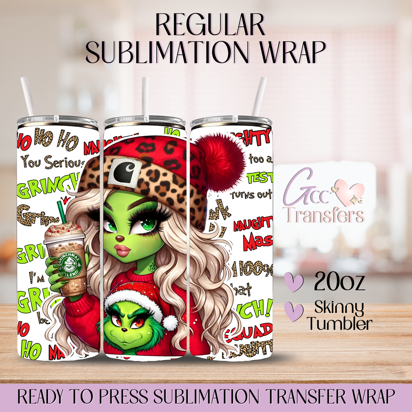 Blonde Xmas Boujee Girl Coffee - 20oz Regular Sublimation Wrap