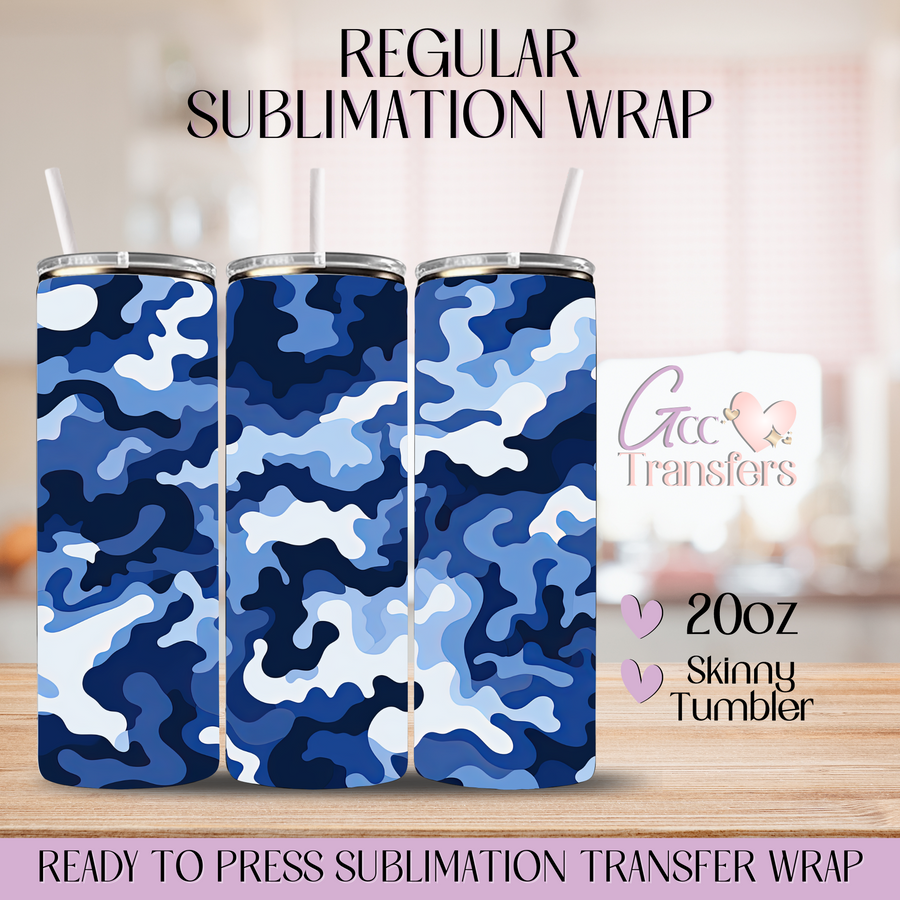 Blue Camo Patterns - 20oz Regular Sublimation Wrap
