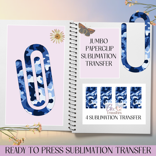 Blue Camo Pattern - Jumbo Paperclip Sublimation Transfer