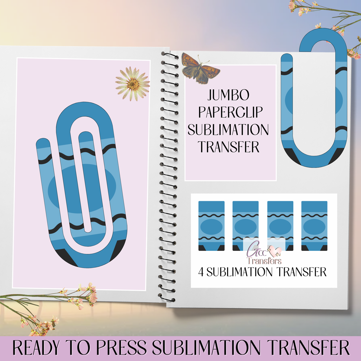 Blue Crayon - Jumbo Paperclip Sublimation Transfer