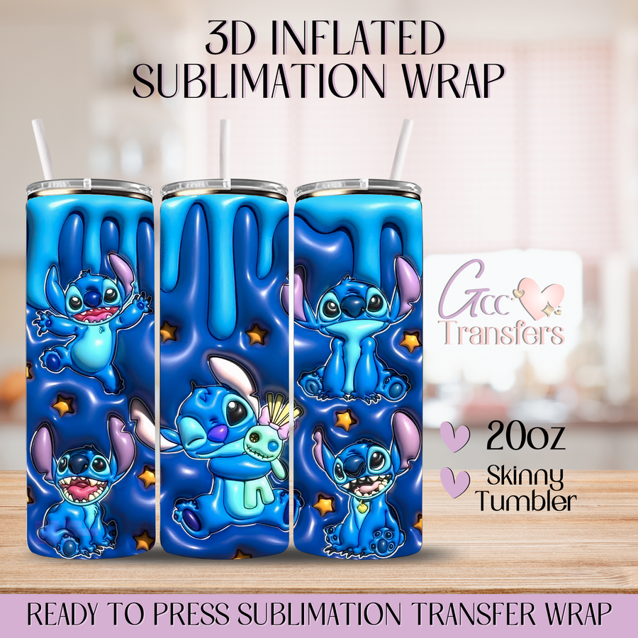 Blue Alien Character - 20oz 3D Inflated Sublimation Wrap