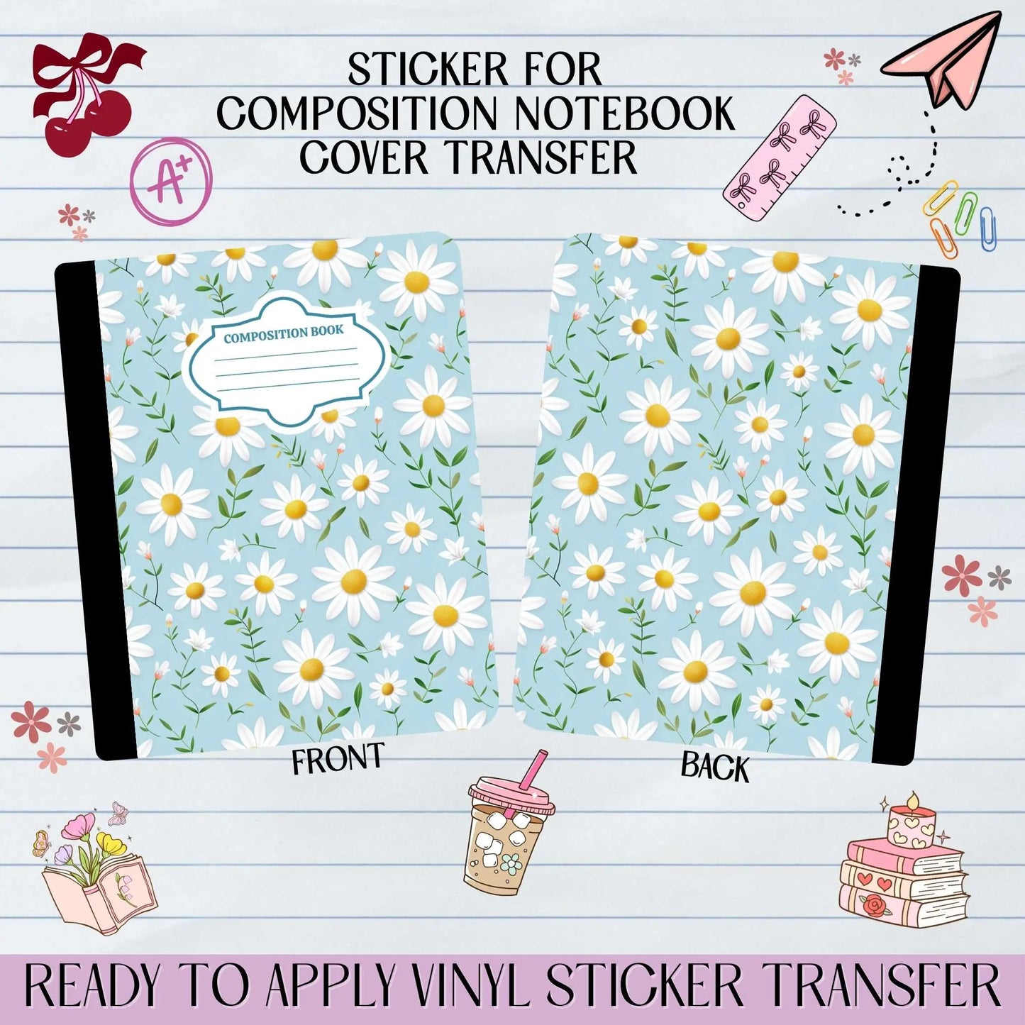 Blue Daisy Sticker for Notebook Cover