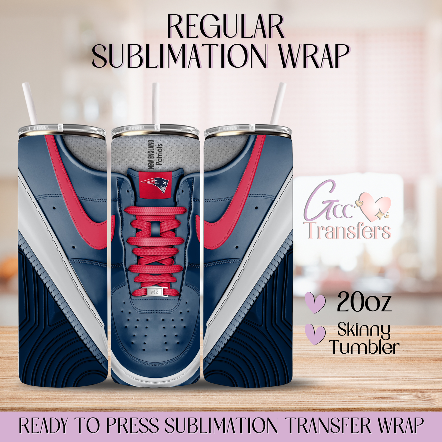 Blue Sneaker Patriots Football Team - 20oz Regular Sublimation Wrap