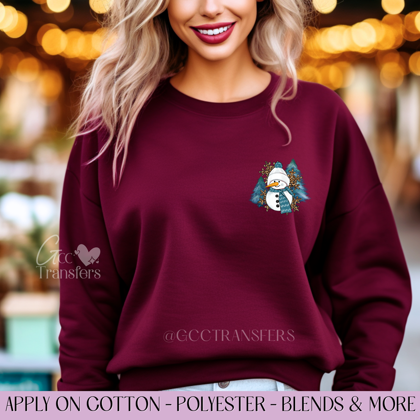 Blue Snowman (Pocket Size) - Full Color DTF Transfer