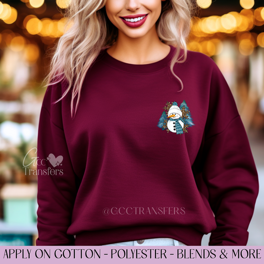 Blue Snowman (Pocket Size) - Full Color DTF Transfer