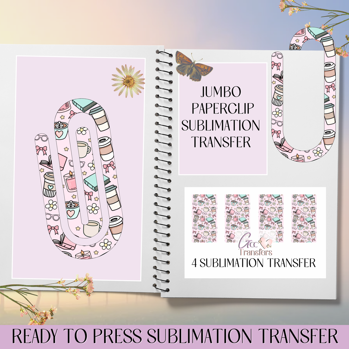 Book Coffee Girl - Jumbo Paperclip Sublimation Transfer