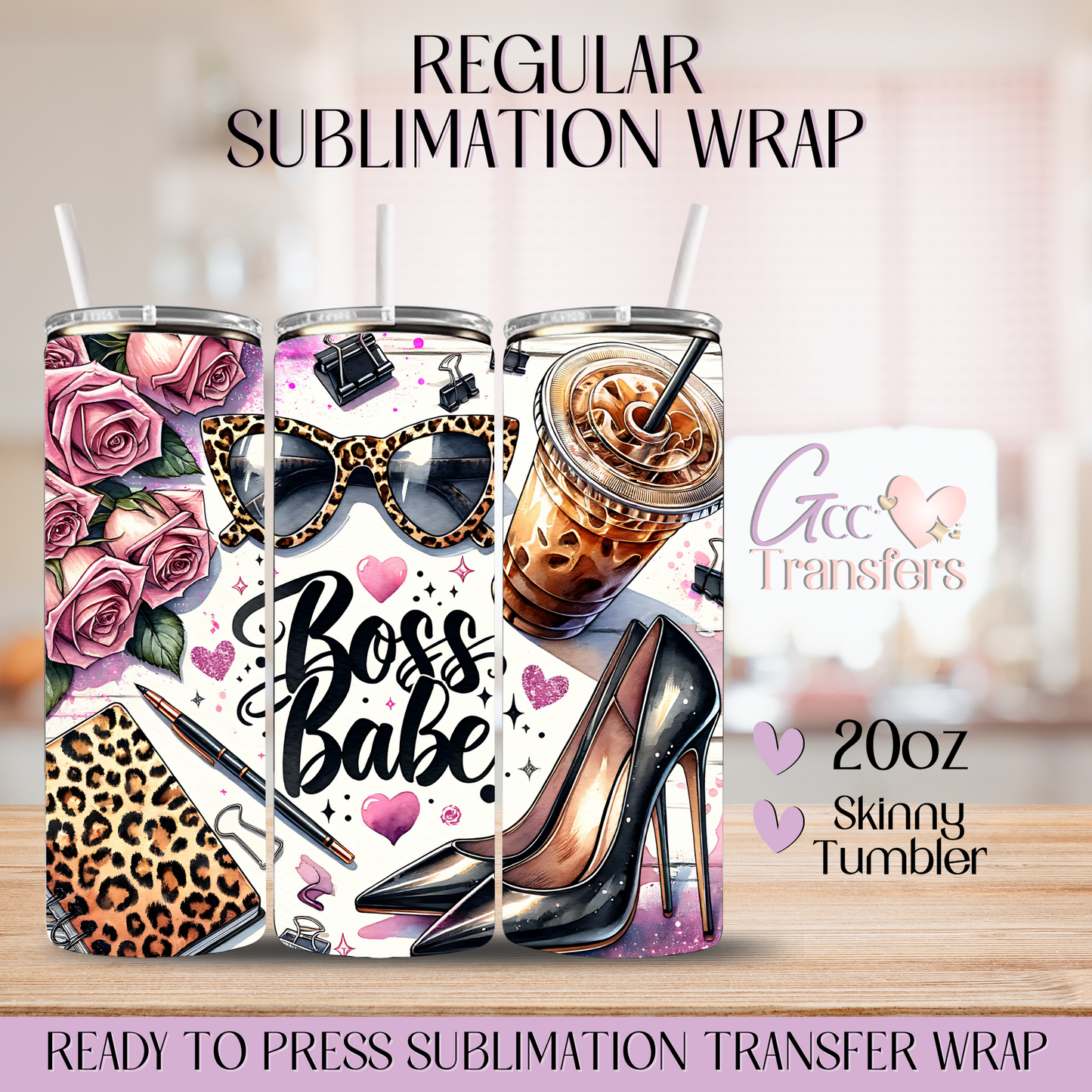 Boss Babe Coffee Leopard - 20oz Regular Sublimation Wrap