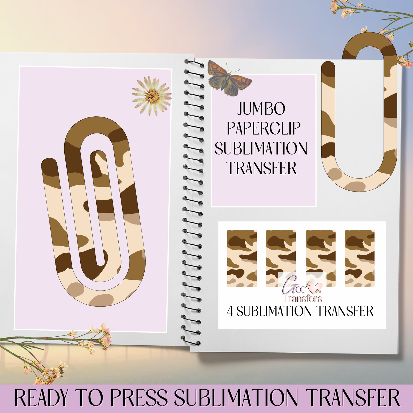 Beige Brown Camo Pattern - Jumbo Paperclip Sublimation Transfer