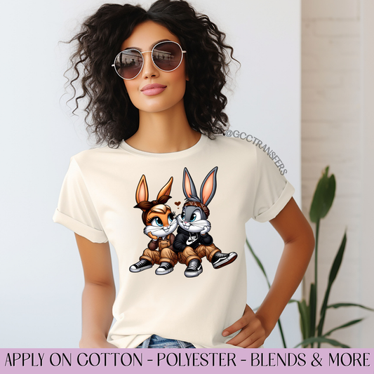 Chicano Rabbit Couple - Full Color DTF Transfer