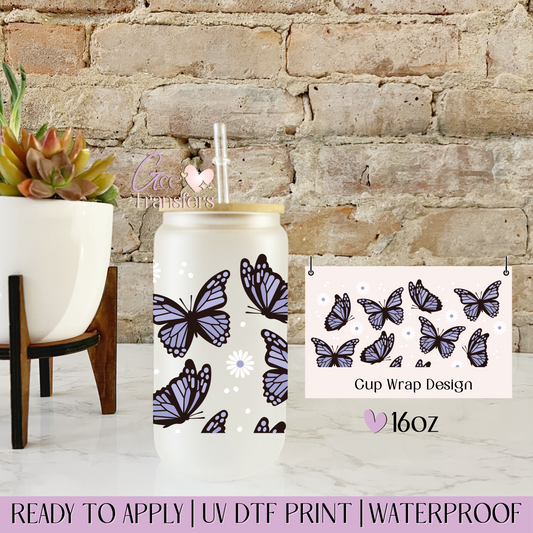 Purple Butterfly - 16oz UV DTF WRAP