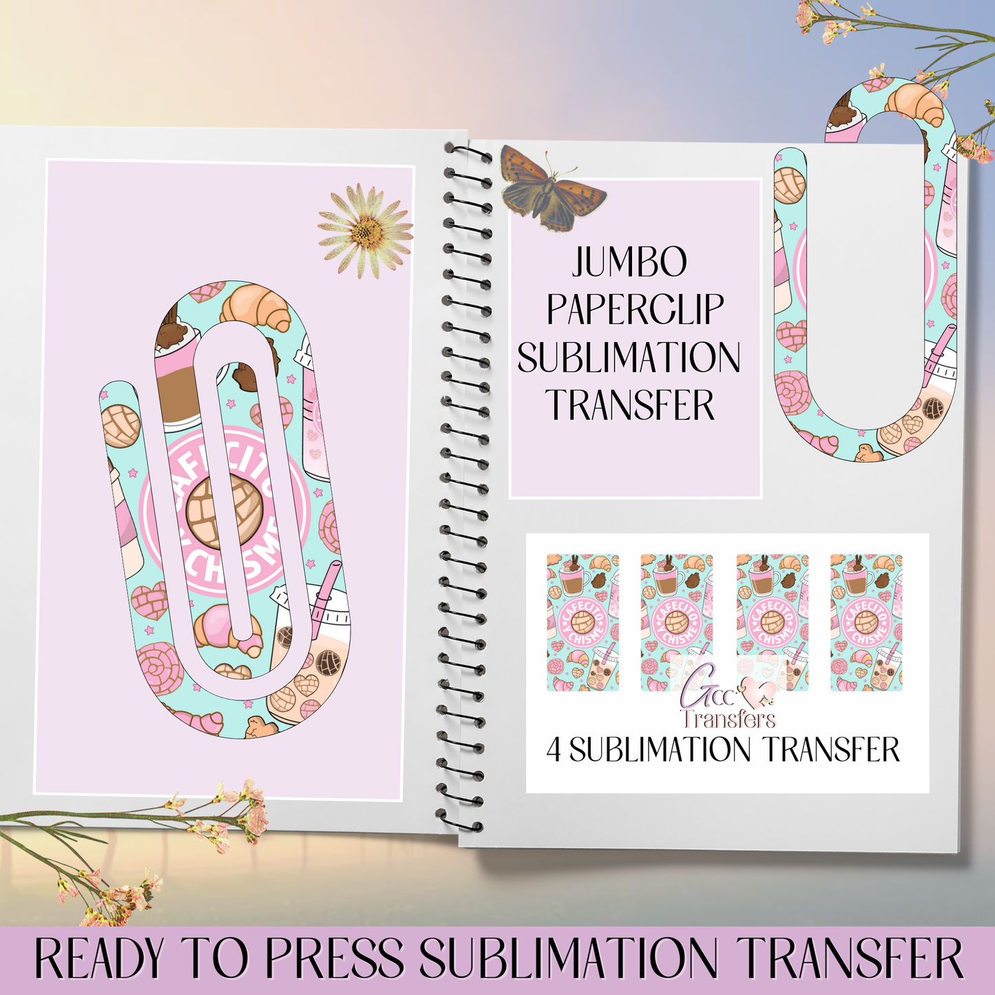 Cafecito y Chisme Pastel - Jumbo Paperclip Sublimation Transfer
