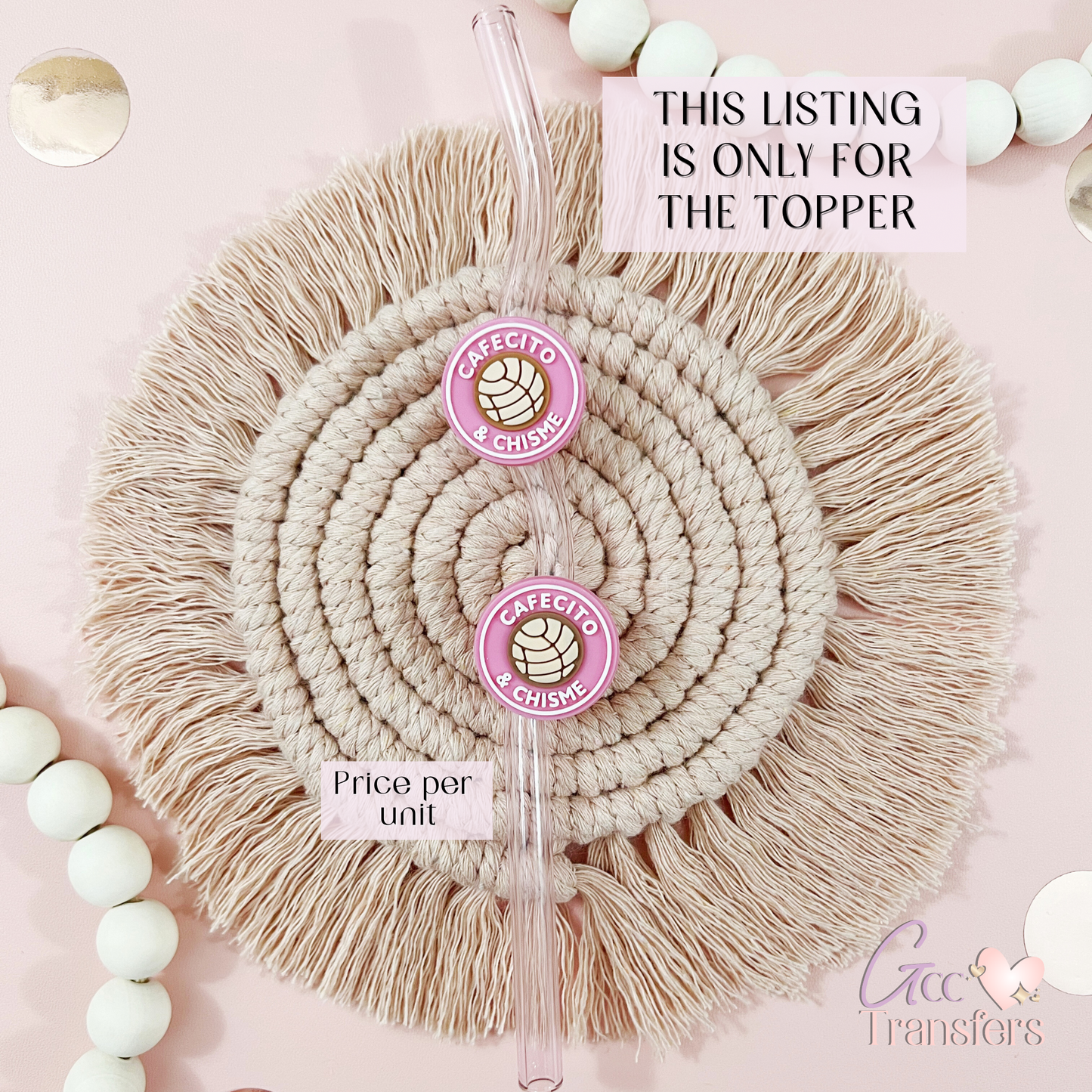 Cafecito & Chisme (RTS) Straw Topper