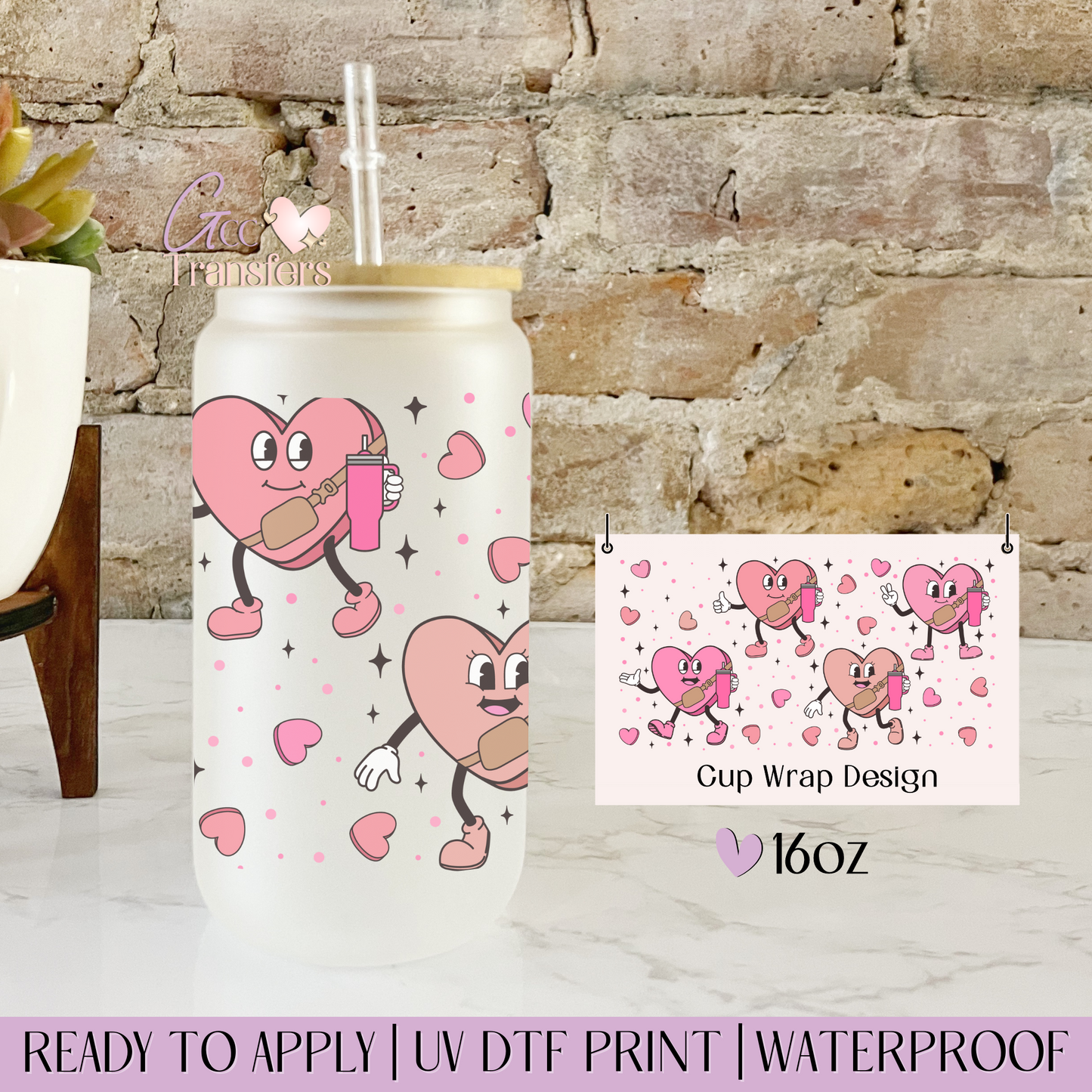 Candy Hearts Boujee - 16oz UV DTF WRAP