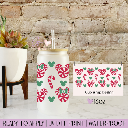 Candy Cane Magic Ears - 16oz UV DTF WRAP