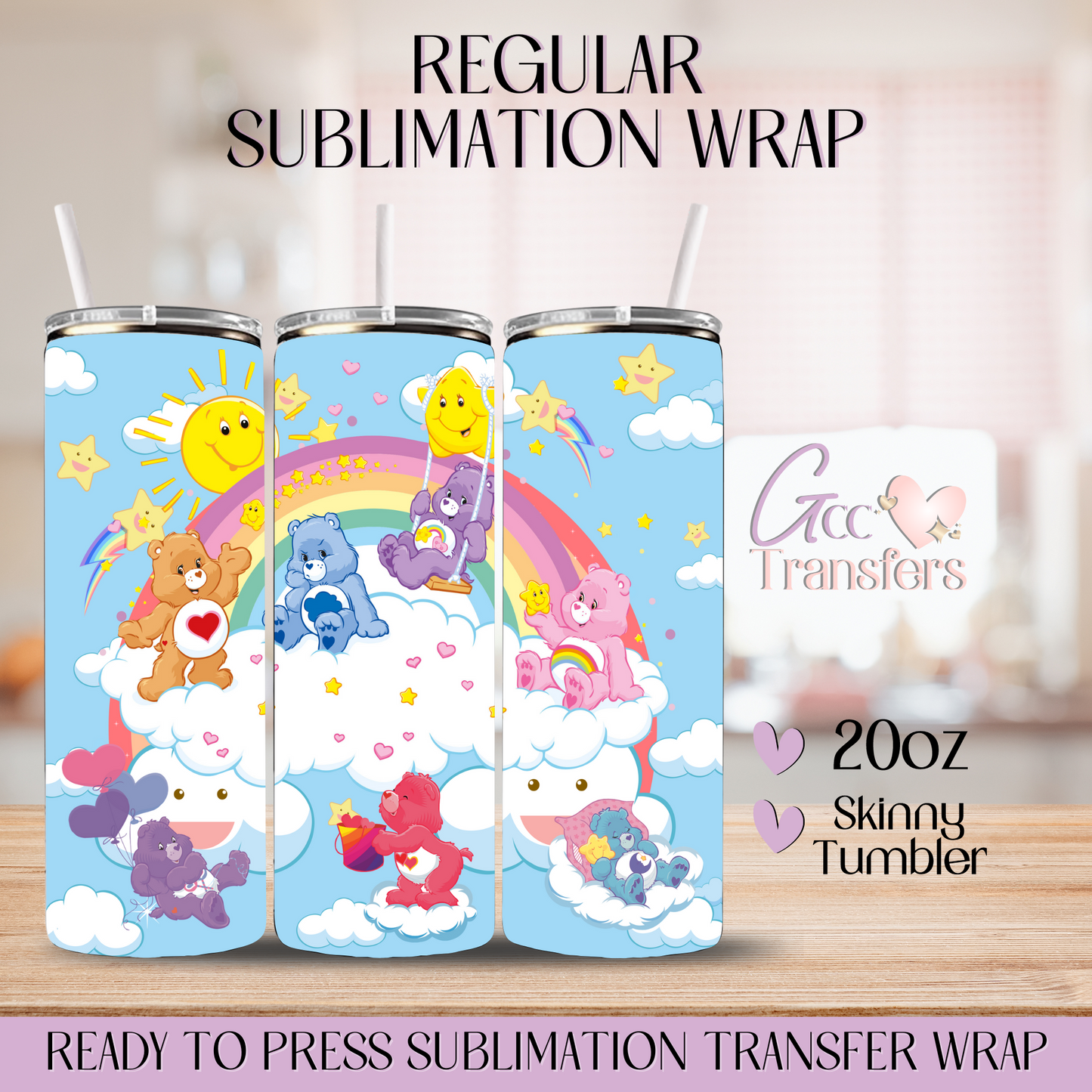 Bear Cartoons Rainbow - 20oz Regular Sublimation Wrap
