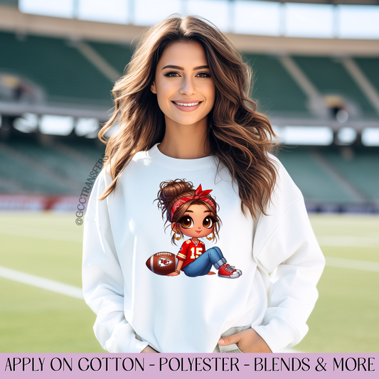 Cartoon Girl Chiefs Football Team - Full Color DTF Transfer