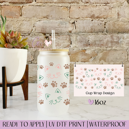 Cat Faces - 16oz UV DTF WRAP