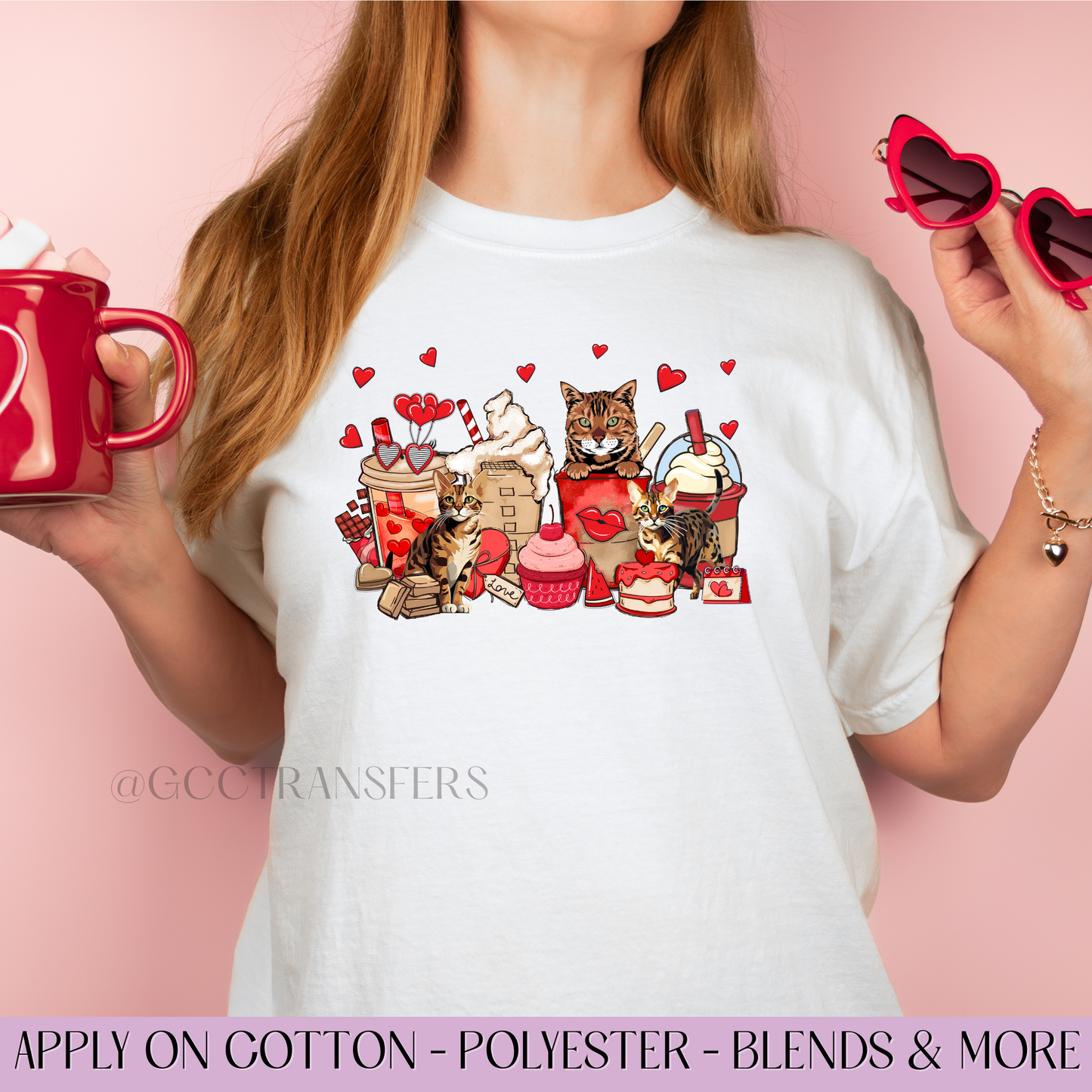 Bengal Valentine Cat - Full Color DTF Transfer