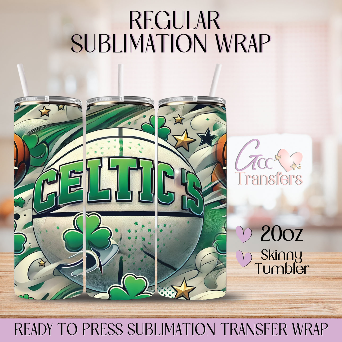 Basketball Boston Team - 20oz Regular Sublimation Wrap